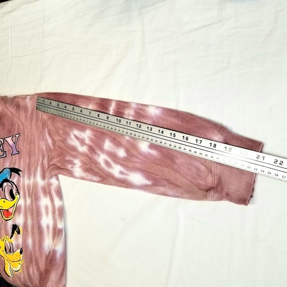 DISNEY Mickey and Friends Tie Dye Women's Peach Blush Crew Neck Sweater, Small - Picture 8 of 9